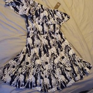Giraffe print dress off shoulder
